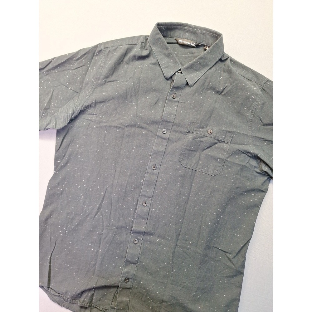 Travis Mathew Shirt Mens Large Black‎ White Stars Short Sleeve Button Up Casual